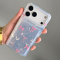 Cute Pink Bow Butterfly Clear iPhone Case – Aesthetic Shockproof Transparent Cover