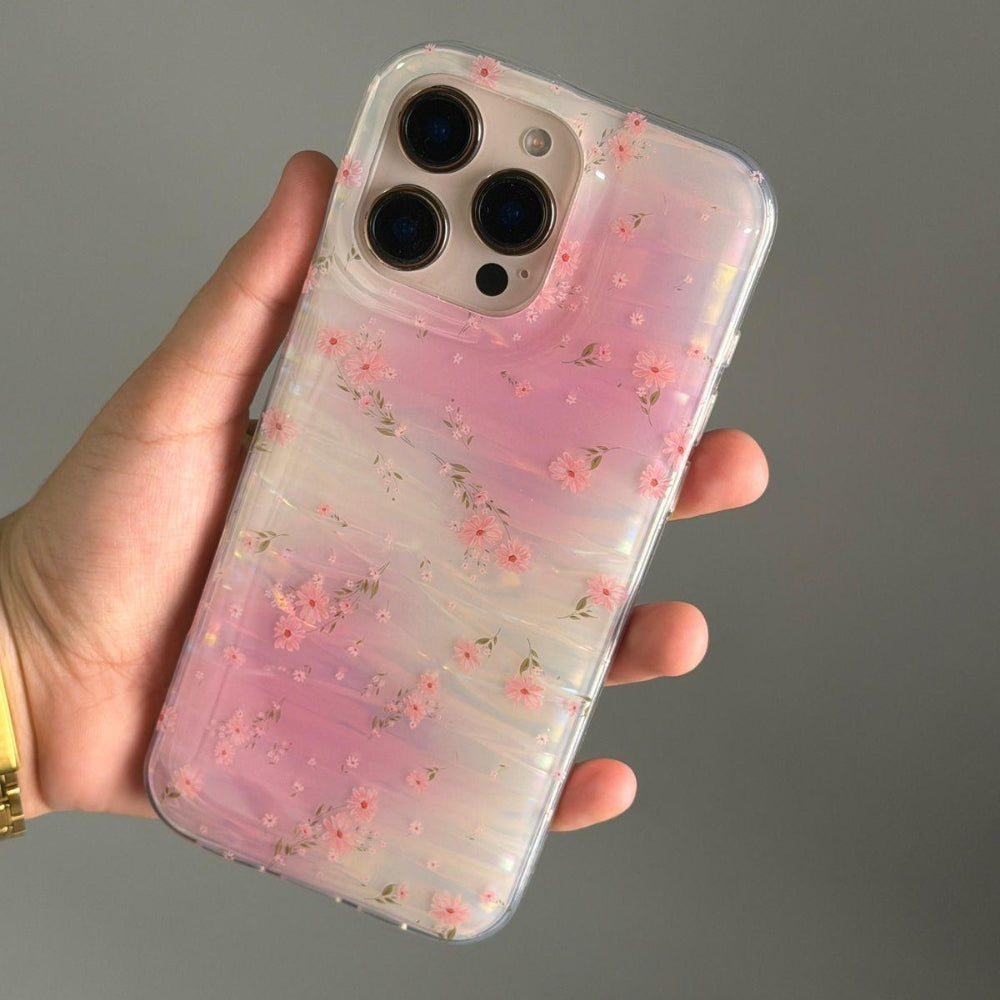 Pink Cherry Blossom iPhone Case – Aesthetic Floral Clear Shockproof Phone Cover