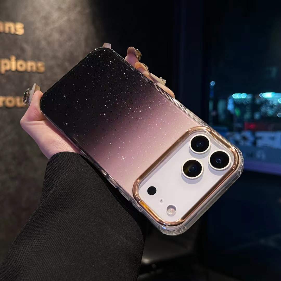 Luxury Glitter Gradient Crystal Clear iPhone Case – Shockproof Protective Cover with Camera Guard